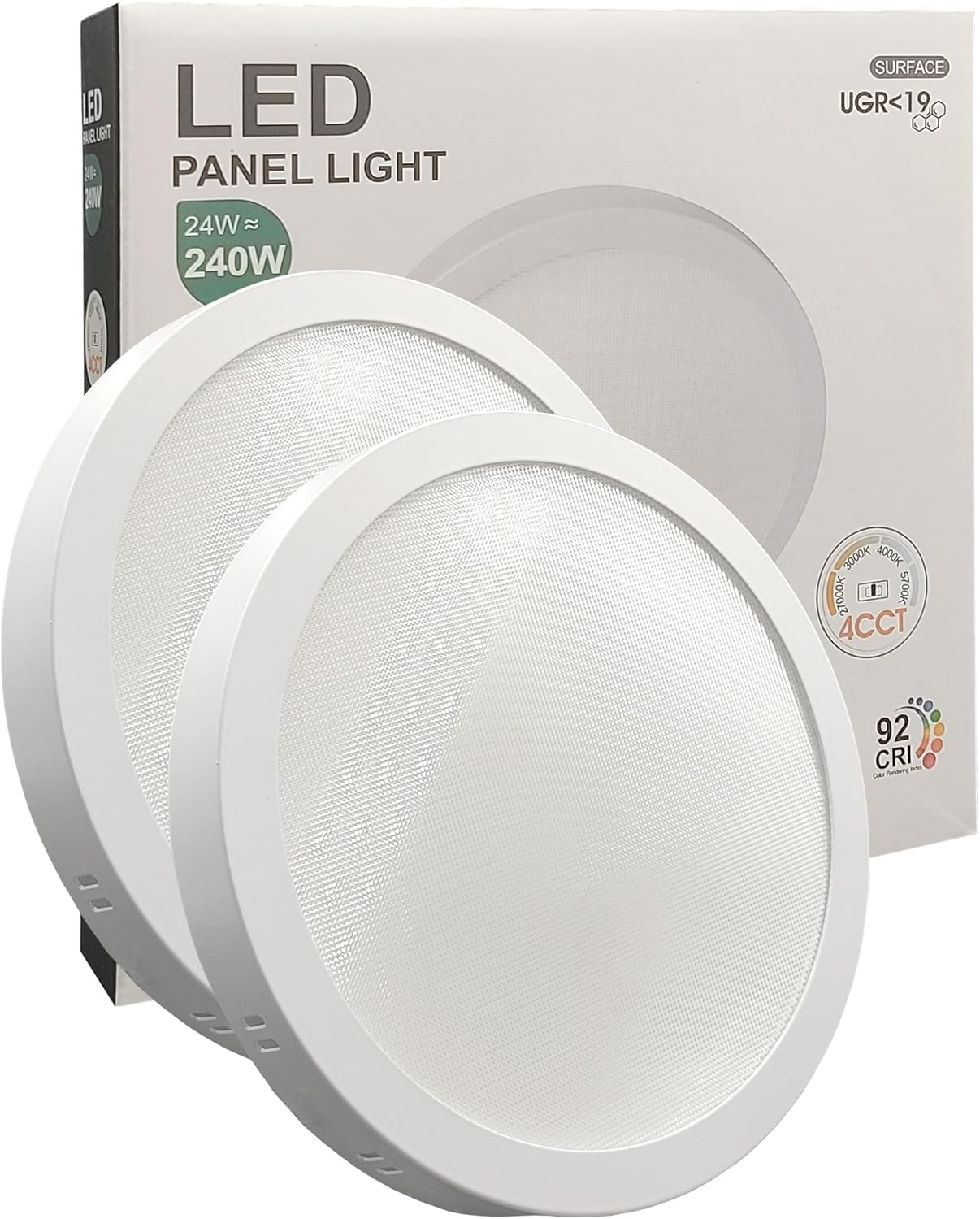 Pack x2 plafon LED circular 24w (240w), 2880lm, luz selecionável 4cct