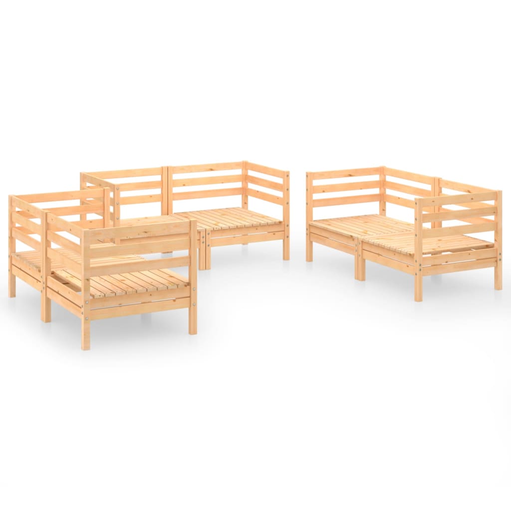 vidaXL muebles de jardín 6 piezas madera maciza de pino