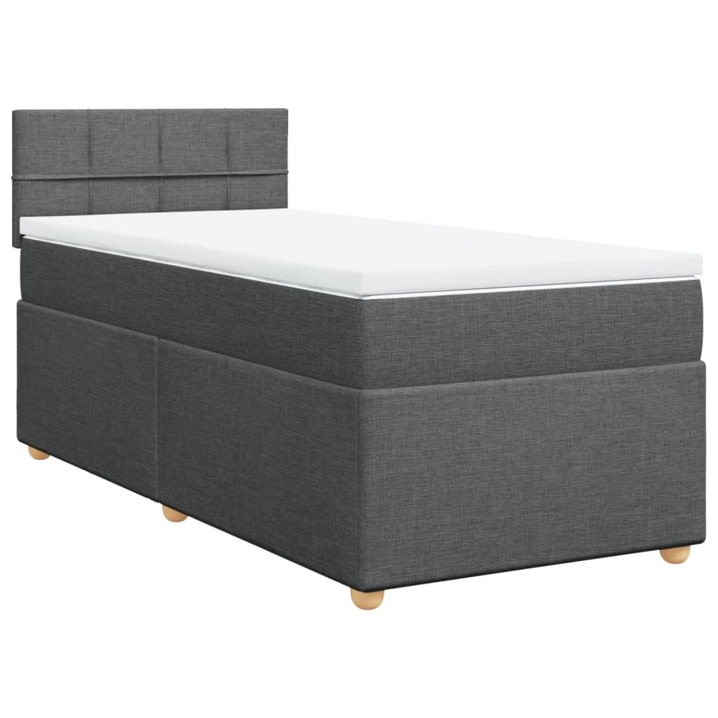 vidaXL cama box spring individual con colchón tela gris oscuro