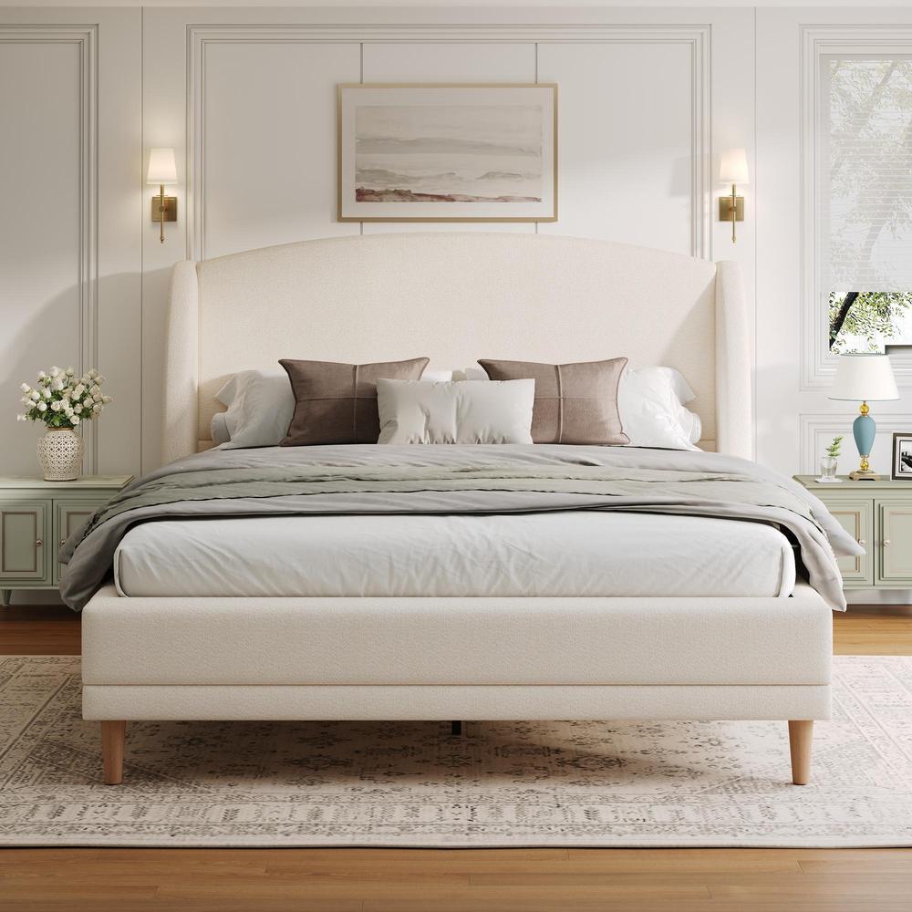 Cama 140x190cm com estrado de ripas, pés em madeira, branco