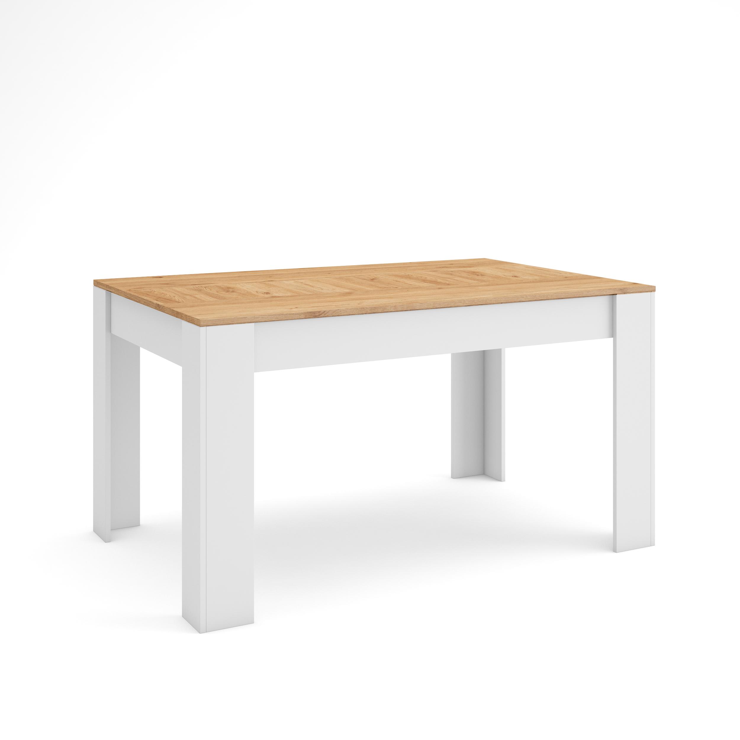 Mesa sala de jantar, 140x90x76cm, carvalho e branco