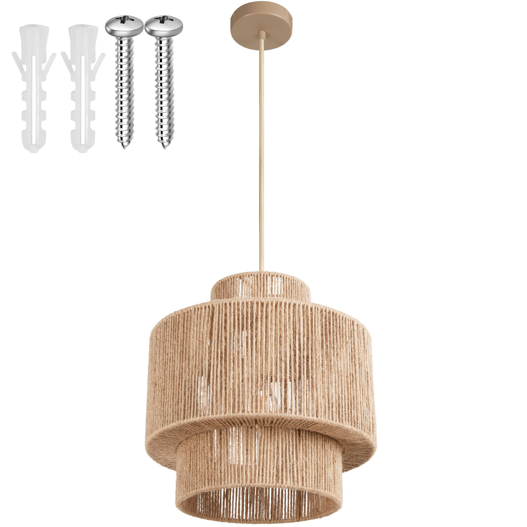 Candeeiro coLGante de yute en estilo boho, 40 w, 32 x 33 cm, natural