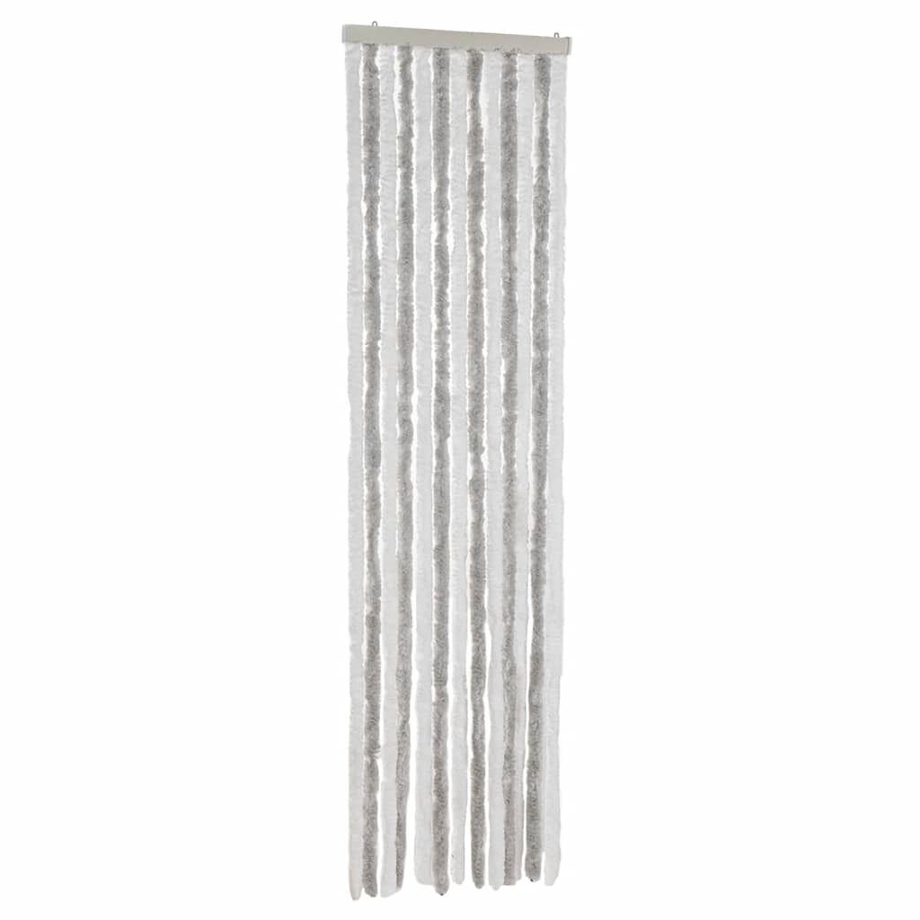 Cortina anti-insetos 56x185 cm chenille cinzento e branco