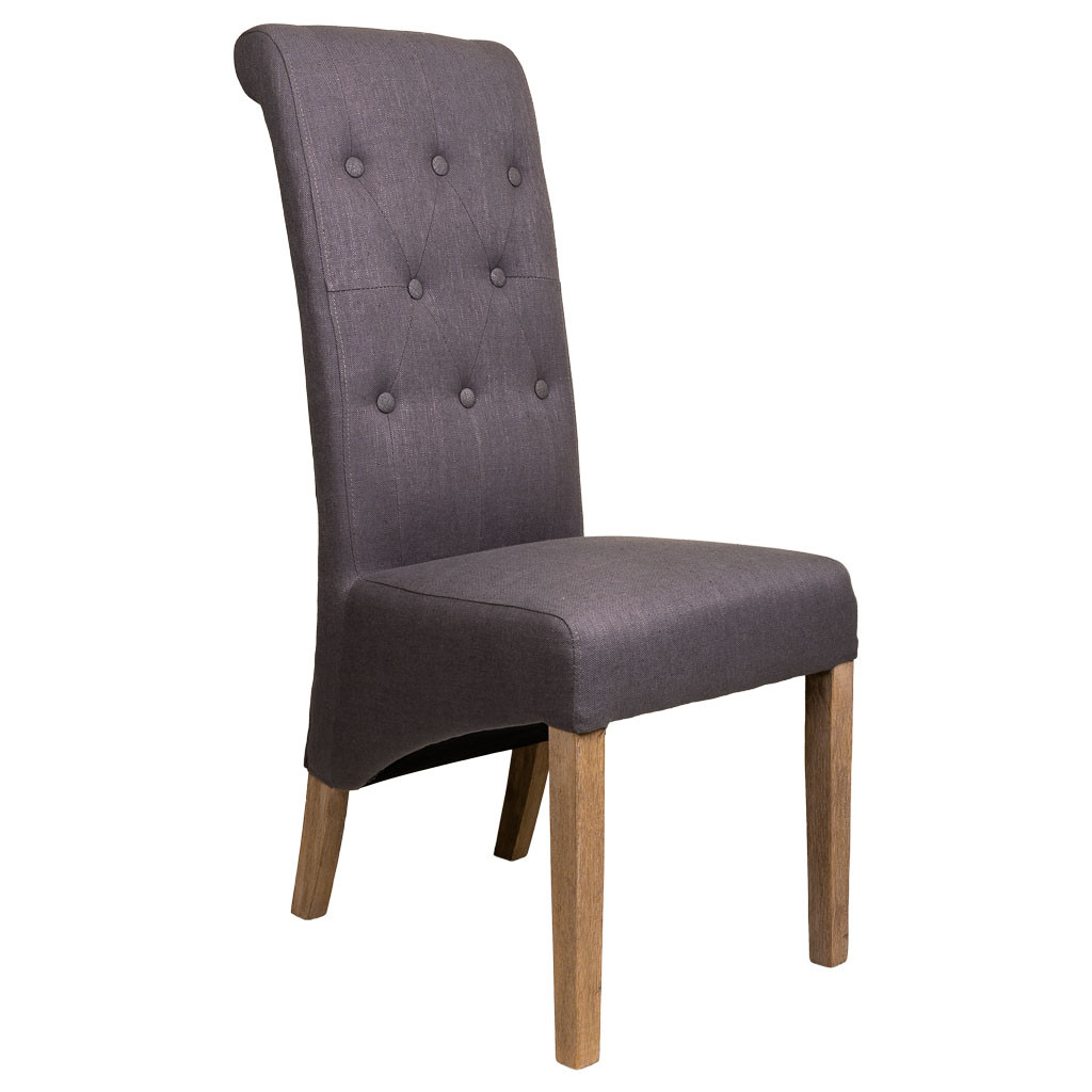 Cadeira madeira estofada cinza 44x58x48/107