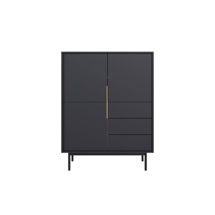 Cómoda - 3 gavetas e 3 portas - preto - 139,5 x 104 x 39 cm
