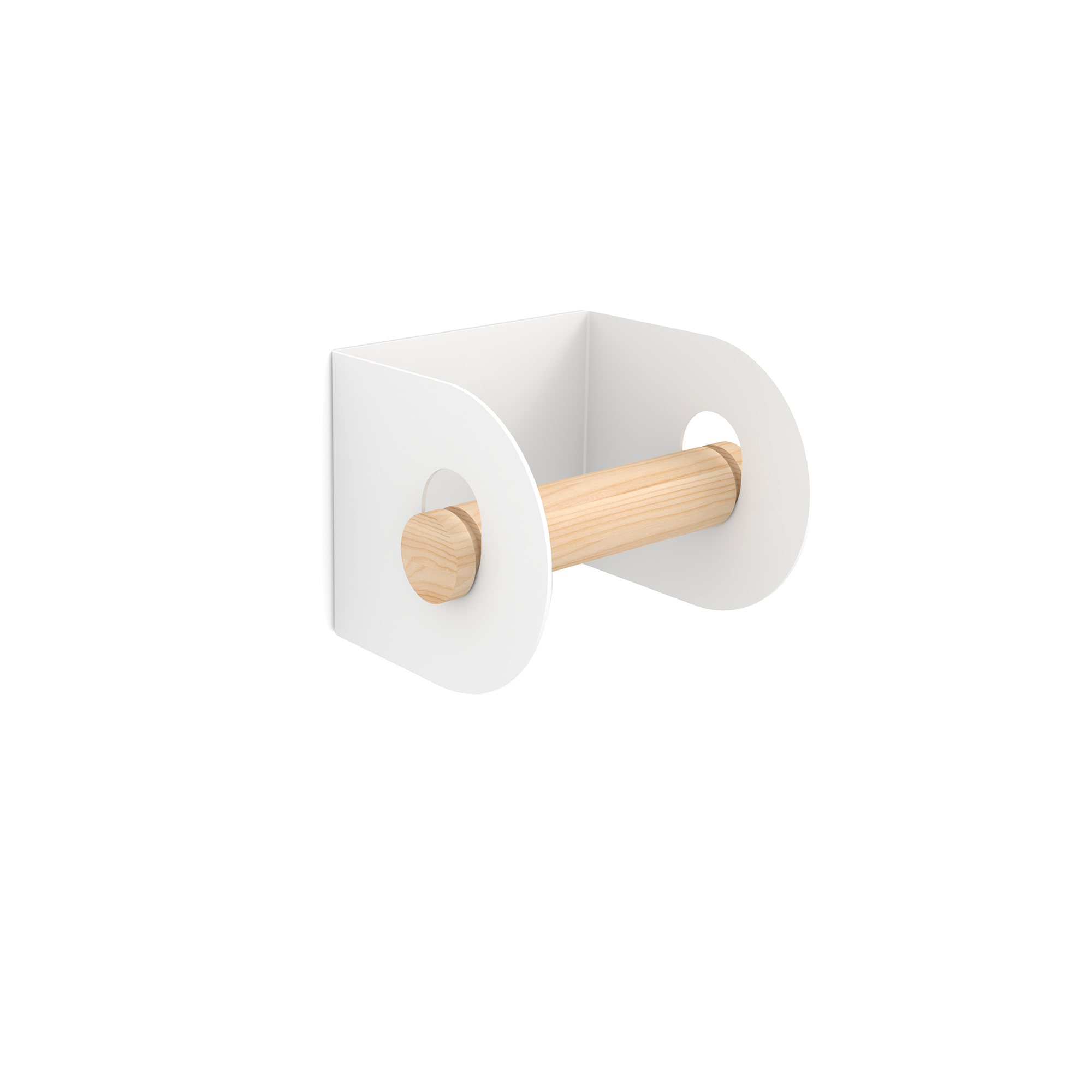 Porta-papel higiênico 4111, adesivo, para banheiro, em aço creme e madeira
