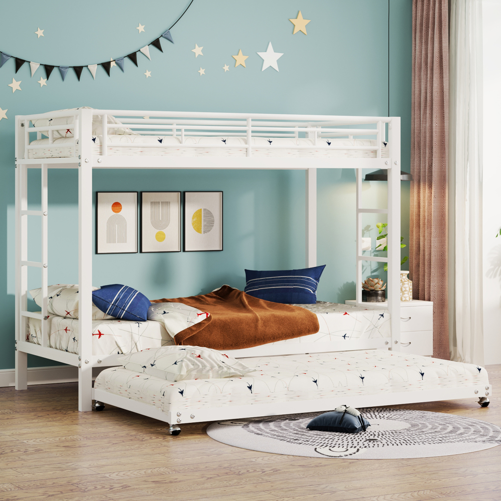 Beliche 90x200cm com cama auxiliar metal branco