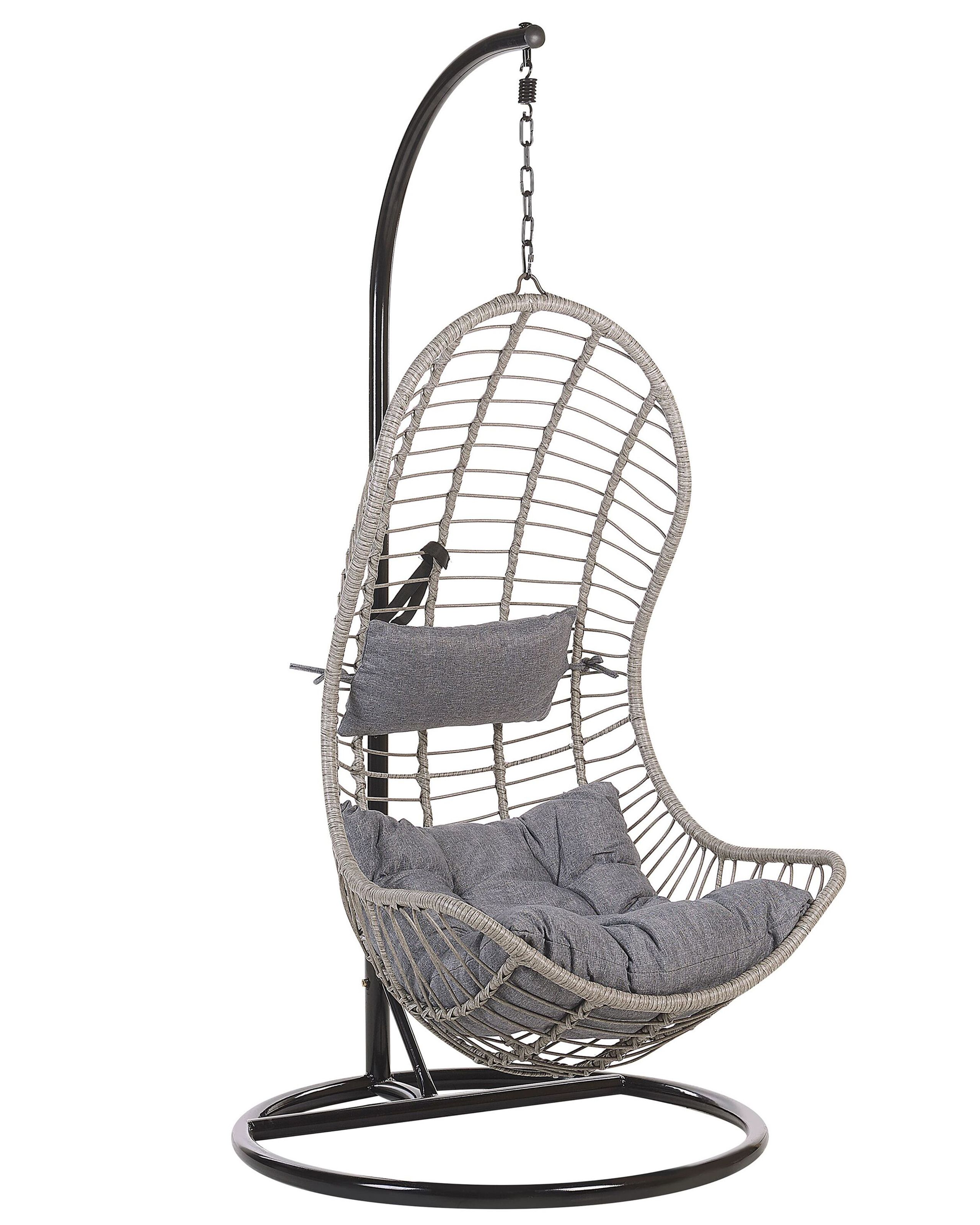 Cadeira suspensa com suporte pineto rattan sintético cinzento