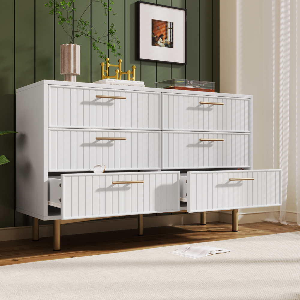 Cômoda com 6 gavetas branco 75x120x40cm
