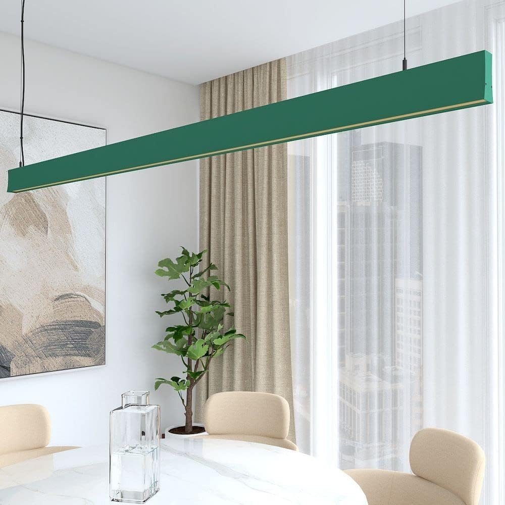 Lâmpada pendente linear verde 2m - luz quente 2700k - regulável em altura