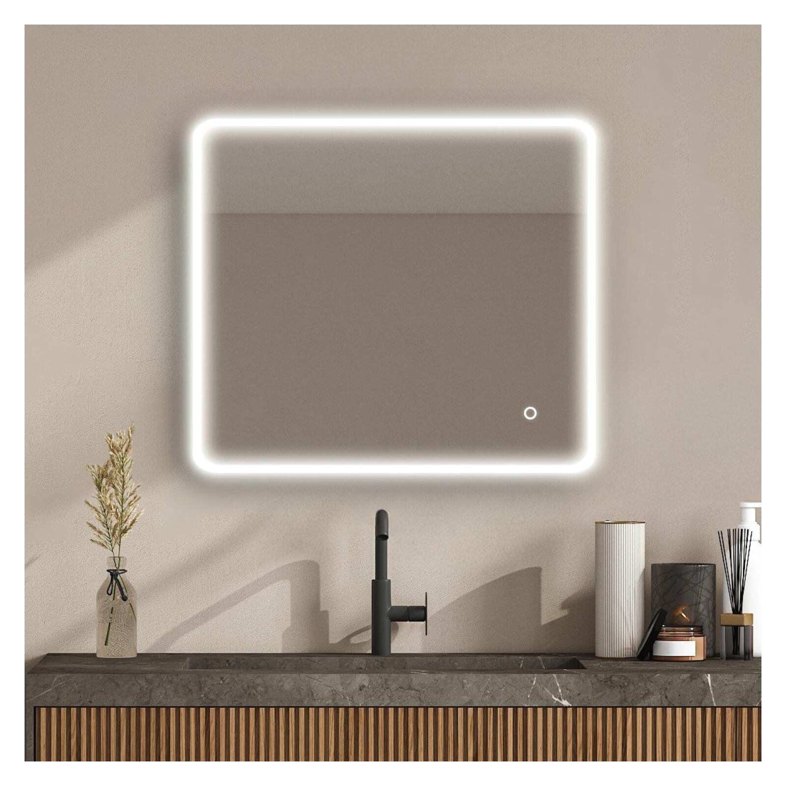 Espelho LED retangular l60/80/90/120cm com retroiluminação miralux