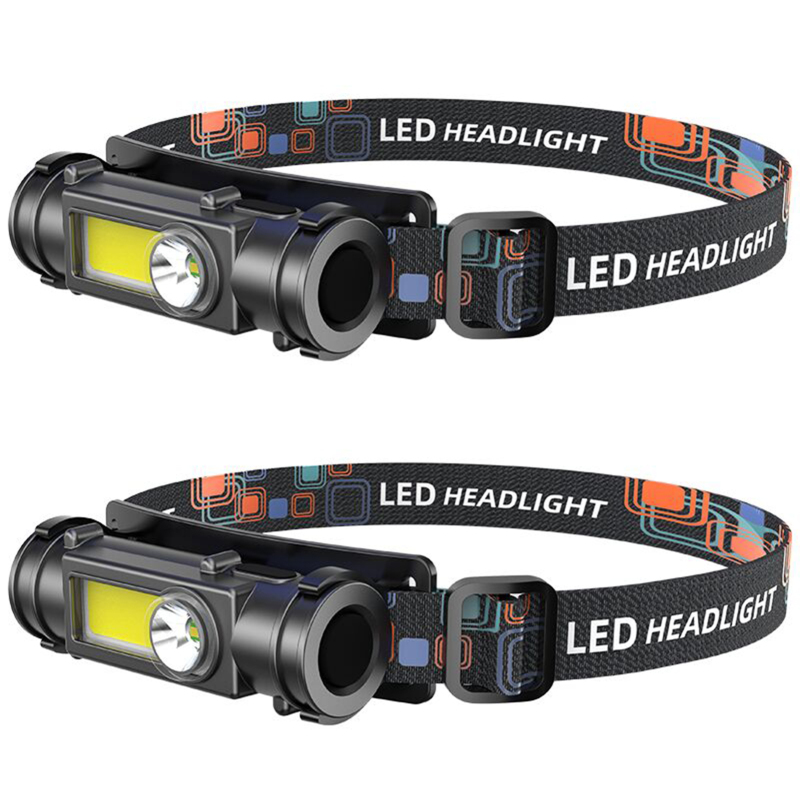 Farol LED recarregável 180° rotação impermeável pack 2