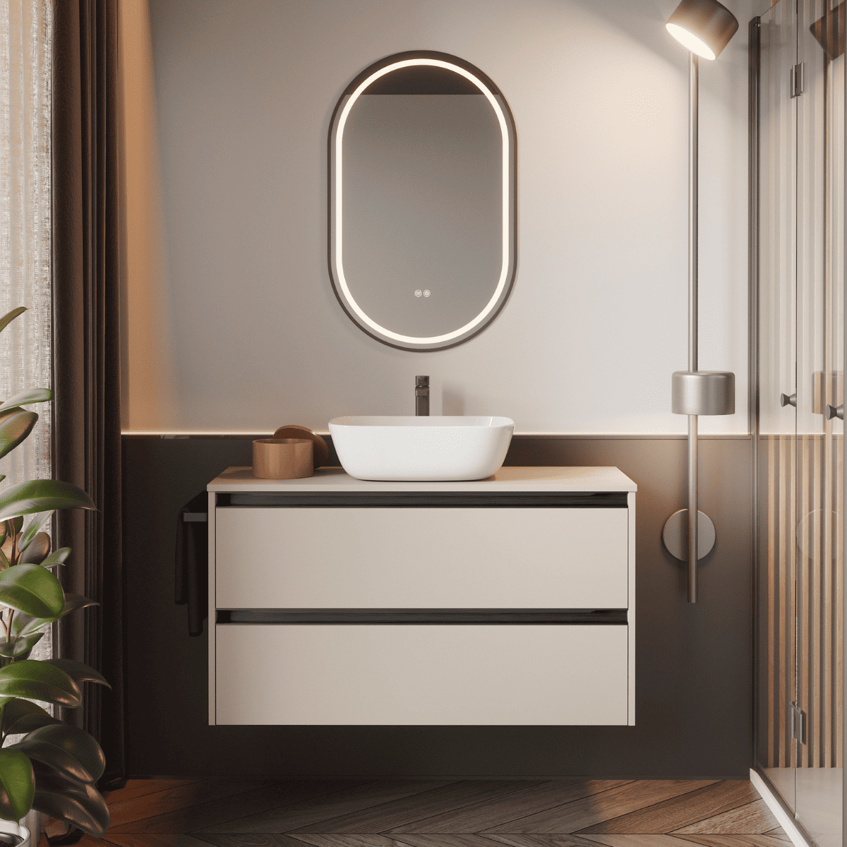 Móveis casa banho susp. | bacia | 2 gavetas | 70 cm moka tir. Preto