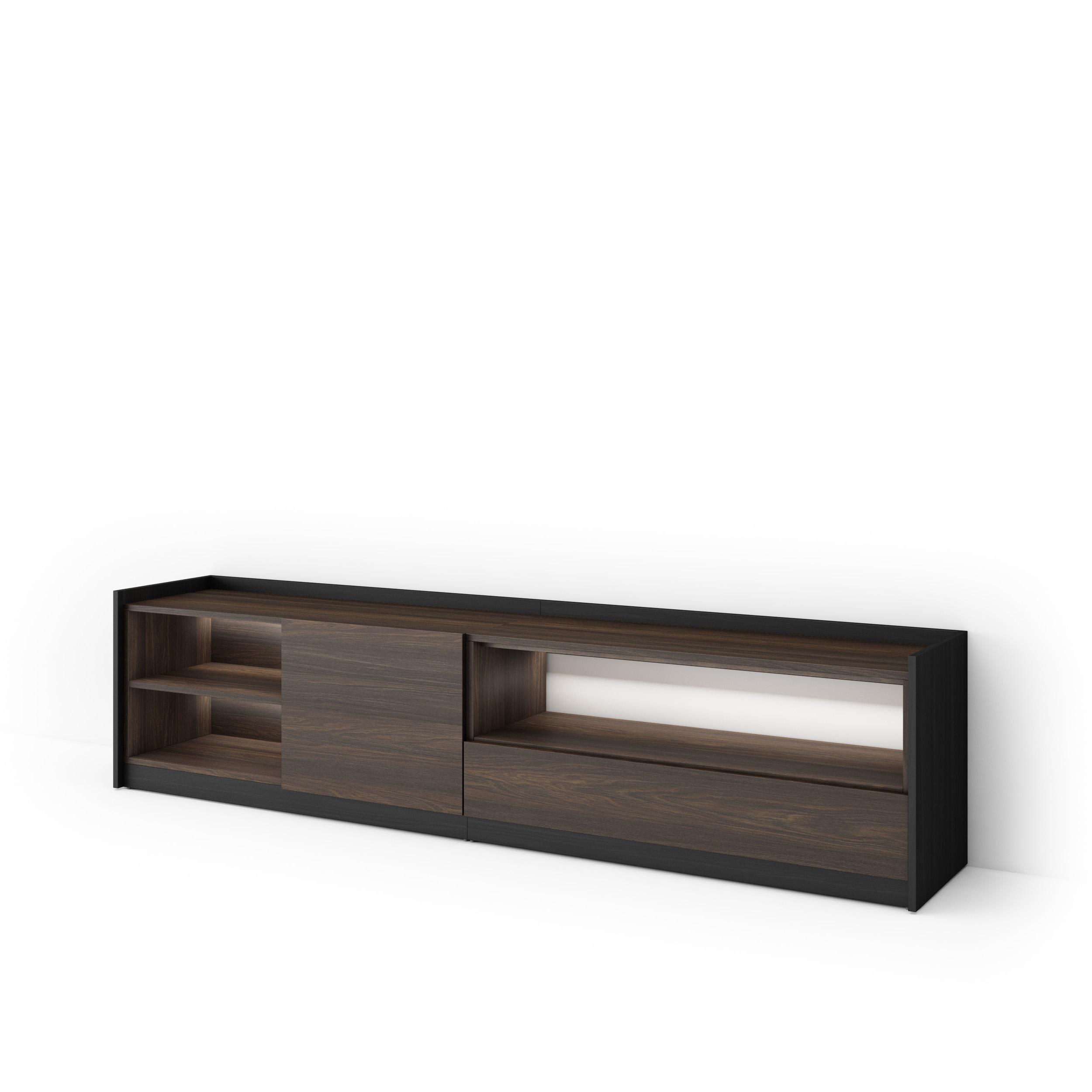 Móvel de tv, 207x37x50cm, carvalho escuro e preto, LED rf4883