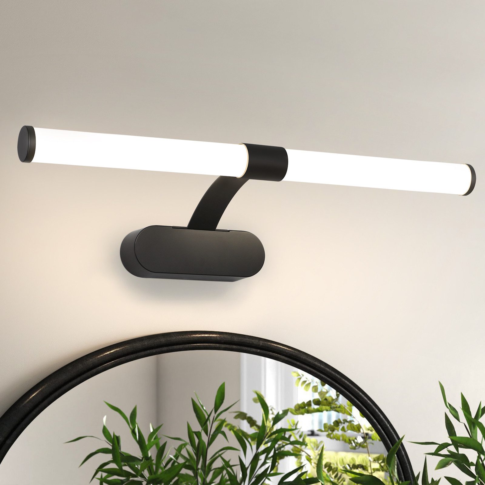 Nettlife luminária de parede com espelh LED preto 60x16.8 ip44