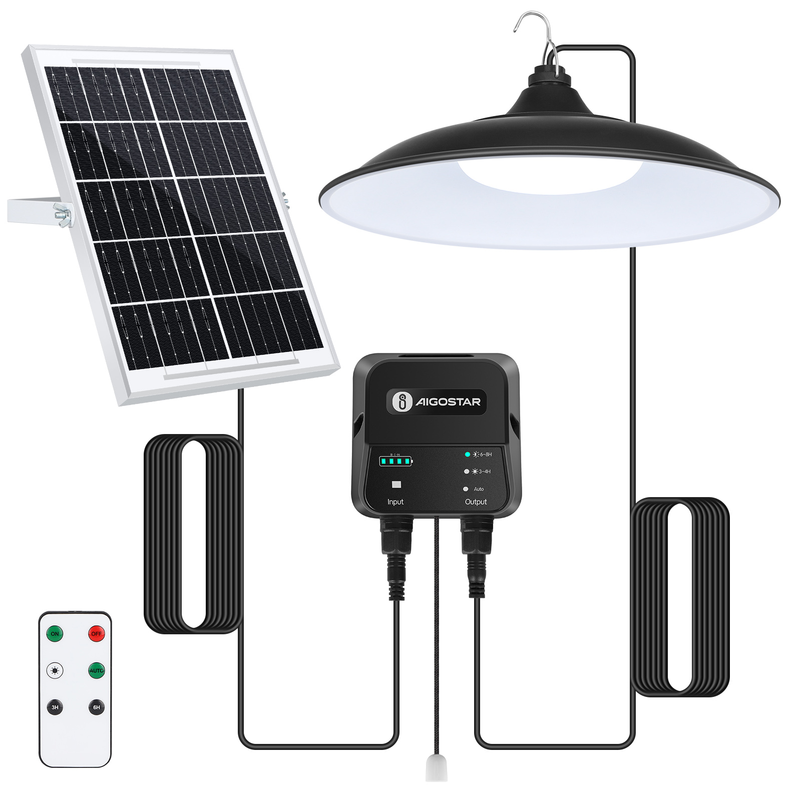 Luminária solar exterior aigostar com comando e corda de puxar