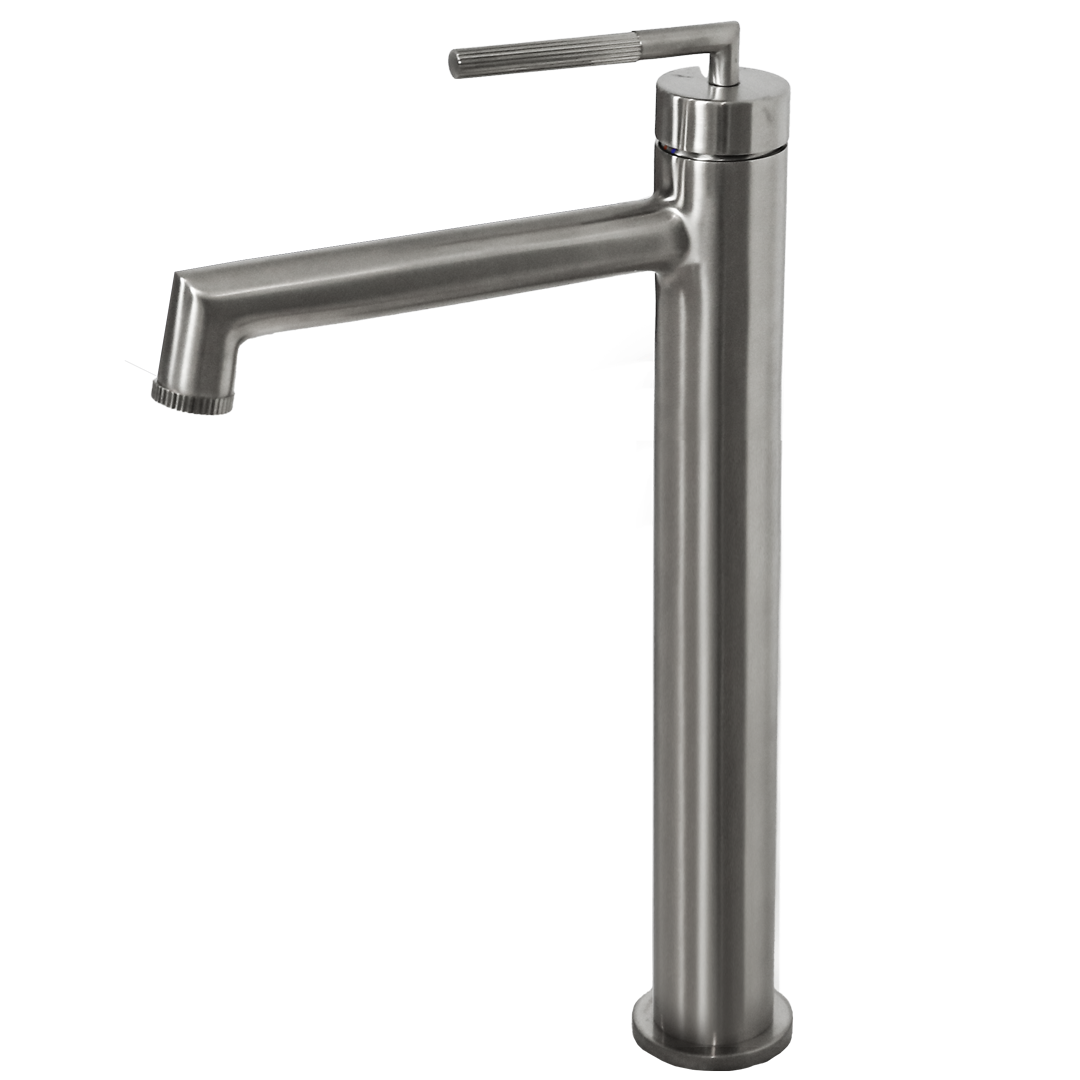 Portofino mezclador alto de lavabo en acabado de acero inoxidable