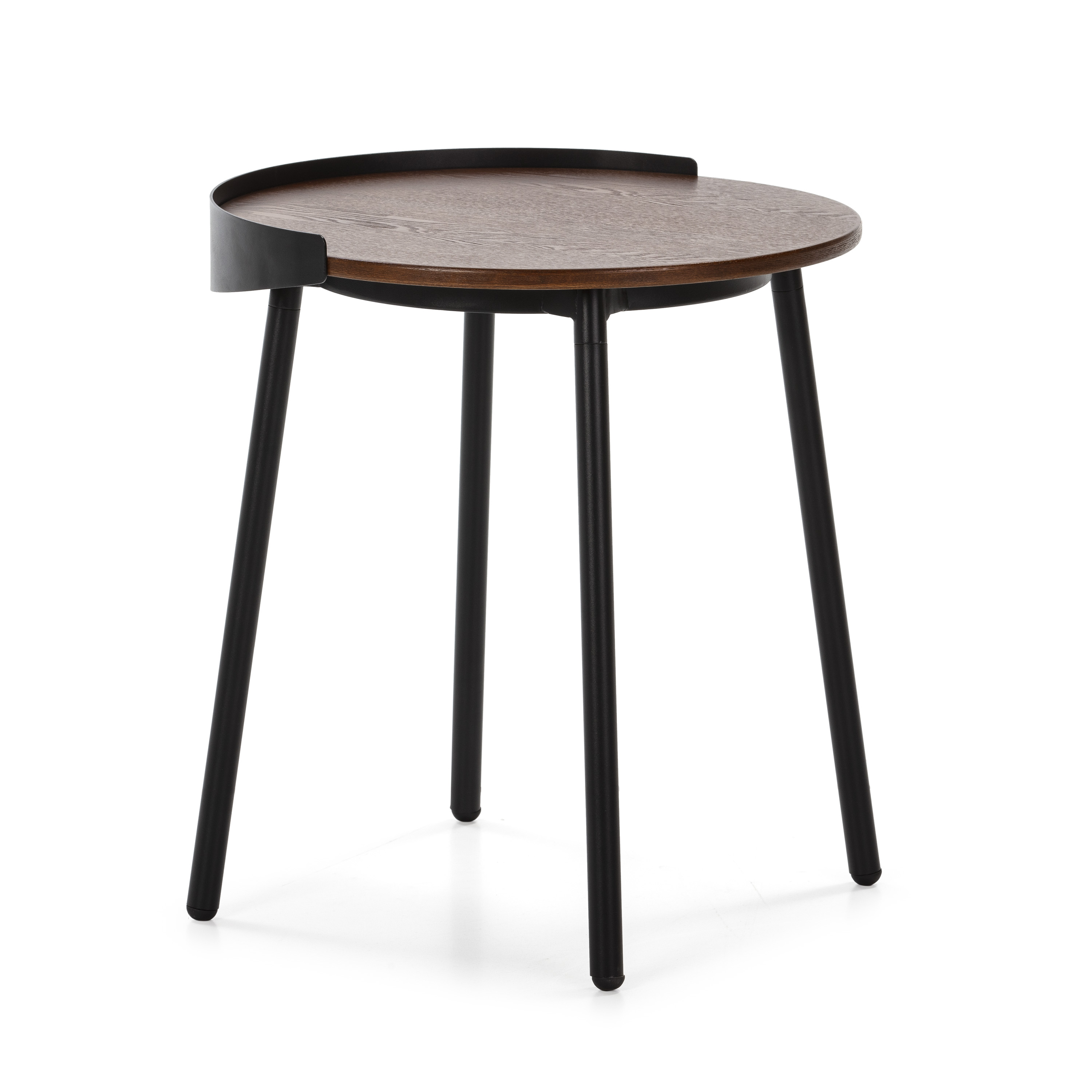 Mesa lateral 50x51x66 em madeira marrom, metal preto