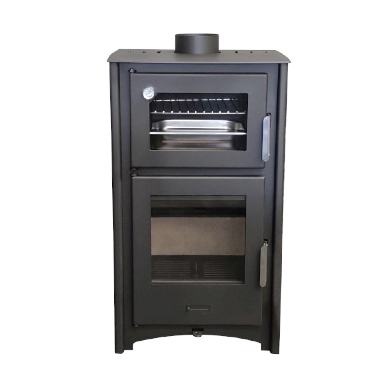 Salamandra a lenha com forno aroa 12 kw aço vermiculita e forno refratário