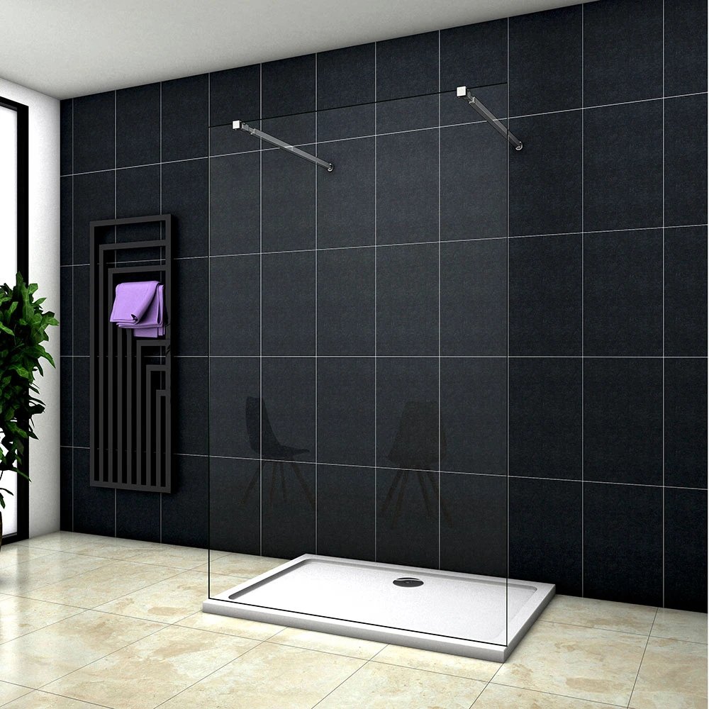 Painel de duche vidro anti-calcário 10mm 87x200cm,com duas barras 73-120cm