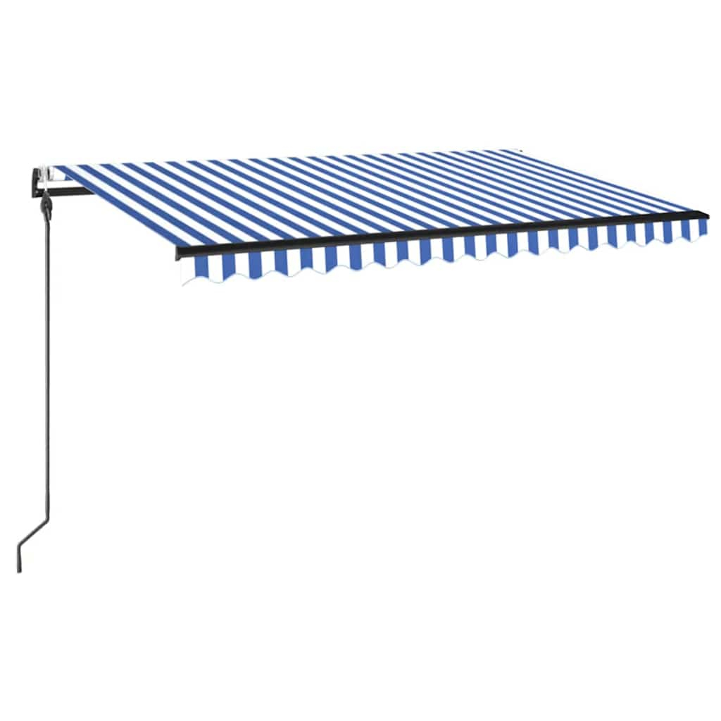 Toldo autom. C/ LED e sensor de vento 450x300 cm azul/branco