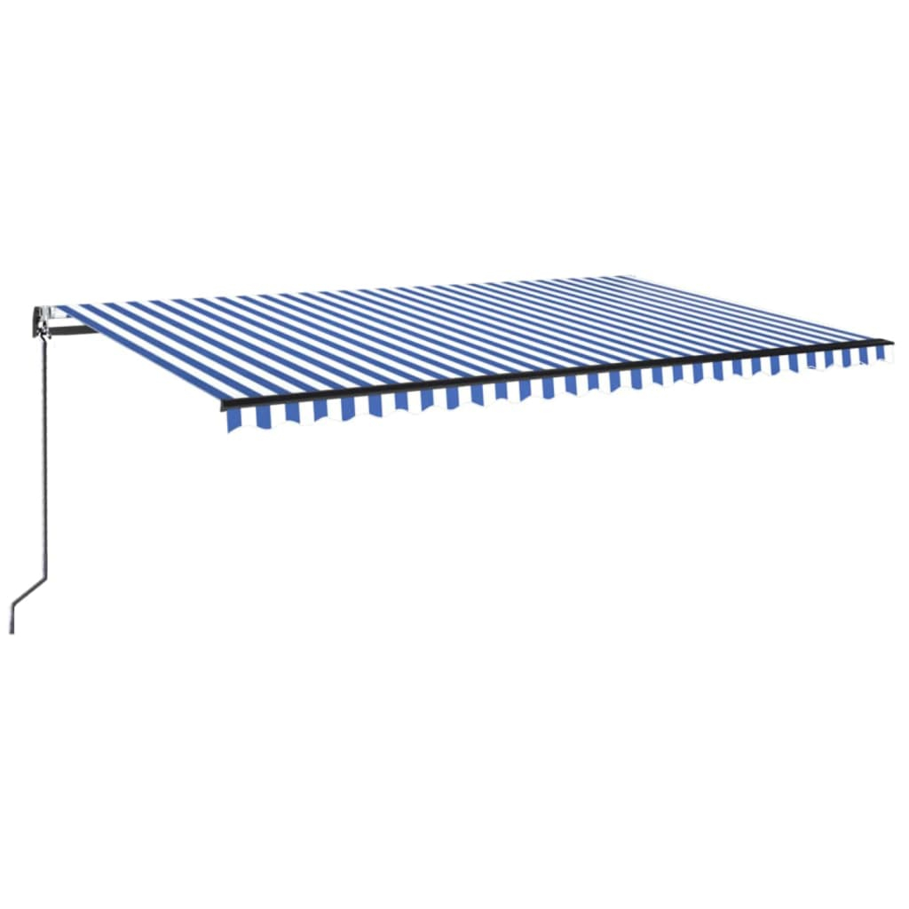 Toldo autom. Com LED e sensor de vento 500x350 cm azul/branco
