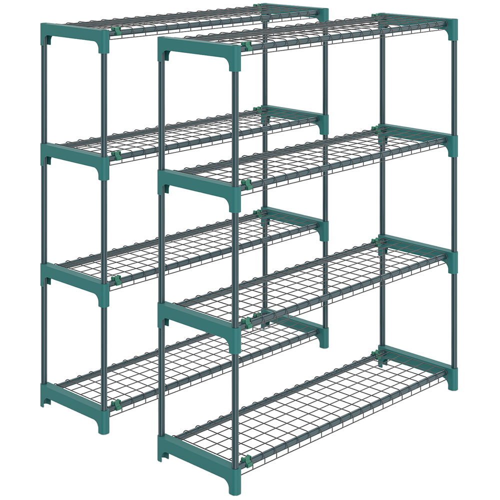 Suportes para planta 90x28x104 cm aço, plástico color verde Outsunny