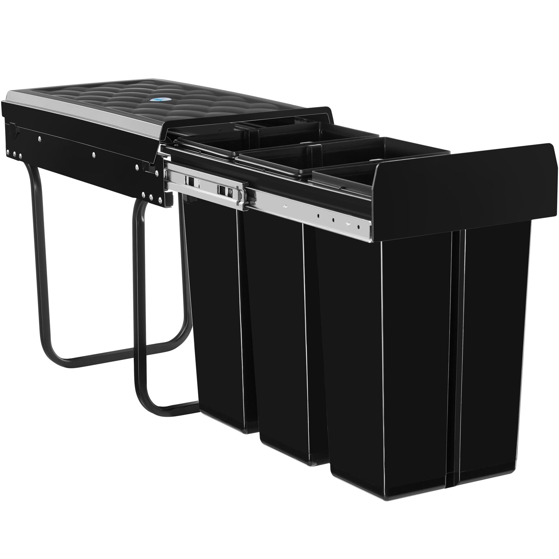 Cubo de basura extraíble, triple, 30 litros, 3 x 10 litros, preto