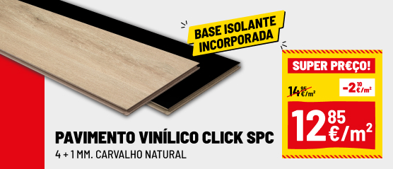 Pavimento vin&iacute;lico SPC click com isolante incorporado carvalho natural 4 + 1mm Adina