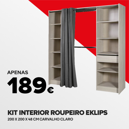 Kit Interior Roupeiro Eklips 200X200X48 Cm Carvalho Claro
