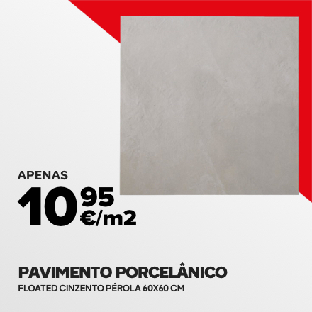 Pavimento porcelânico floated cinzento pérola 60x60 cm